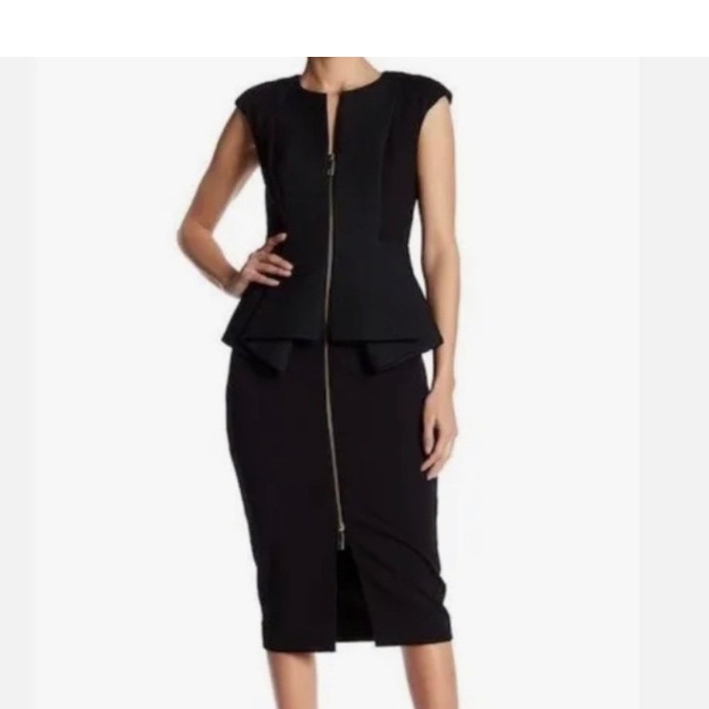 Ted baker London  asymmetric peplum dress sz 2 Elegant Black